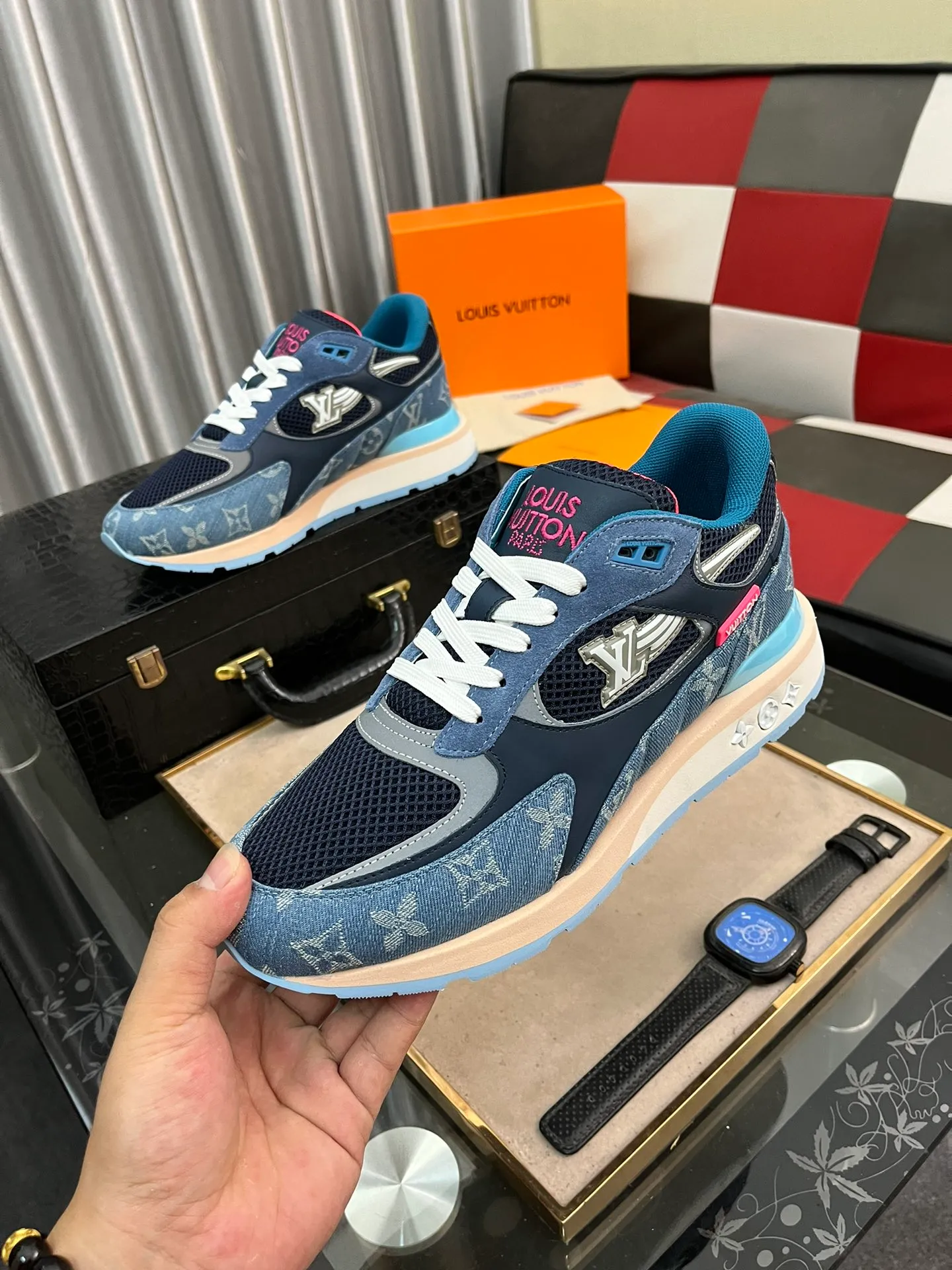 Men's Men's Shoes 💰660⌚️⌚️【LOUIS VUITTON) New 🍀LV Louis Vuitton*——LV classic dad shoes trendy shoes! Made of imported original soft calf leather, imported fly woven lining. Original wear-resistant rubber outsole! High quality products! Code number: 38-44